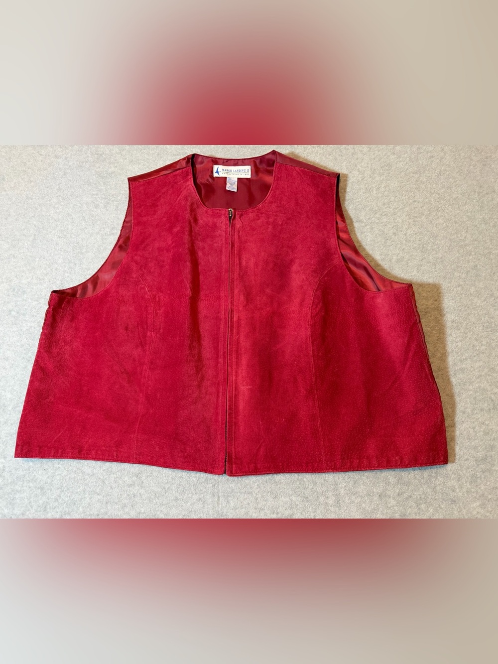 Marsh Landing Suede Leather Zip-up Vest Womens 1X Western Cowgirl Biker